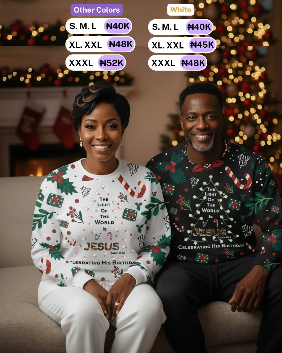 orebamz's tweet photo. Outside tech, I actually run a faith inspired fashion brand
Christmas is here and we have beautifully designed pjs to match with your loved ones in different colors.
SML - ₦40k 
Nationwide delivery https://t.co/8SZaDyYpiD
