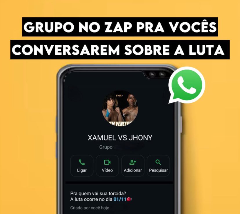A luta será sábado (01)! Grupo: chat.whatsapp.com/DMrlN5PFueM3cK…