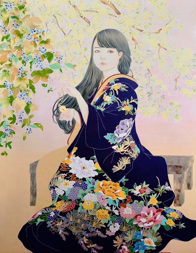 bgnn0126's tweet photo. 「山は招く芸術祭」の現地滞在制作を終えました。日本画で制作した鶴富姫は、11月7日まで重要文化財の鶴富屋敷にて展示されます。椎葉村の方々に支えられて作り上げた作品です。椎葉村、素敵なところです！ぜひたくさんの方に訪れてほしい場所です。 https://t.co/KNj0mae9yN
