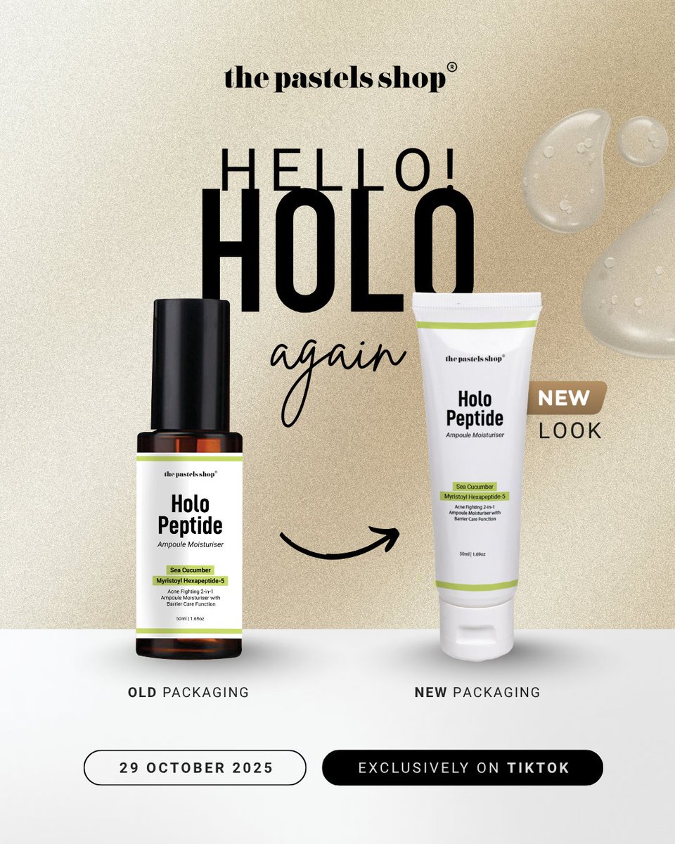 thepastelsshop's tweet image. Some of you might be sad seeing HOLO go… but surprise! 🎉 We’re just upgrading the packaging to make it even better.

So let’s welcome… the NEW HOLO! 💚
Fresh look, same great formula you love.

Available now with 50% OFF on Shopee &amp;amp; TikTok Shop.