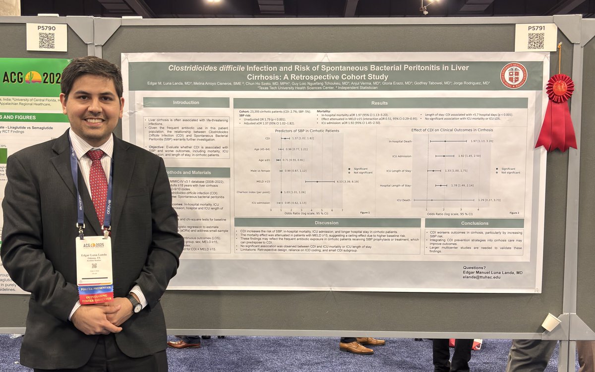 EDMLULA's tweet photo. 🎉 Honored to receive the Outstanding Poster Presentation Award at my first ACG Conference 2025!
Grateful for the opportunity to share my research and learn from inspiring mentors and colleagues in GI.
#ACG2025 #Gastroenterology #Research #MedicalEducation 
#TTUHSC
#TexasTech https://t.co/i1WN4VRLPE