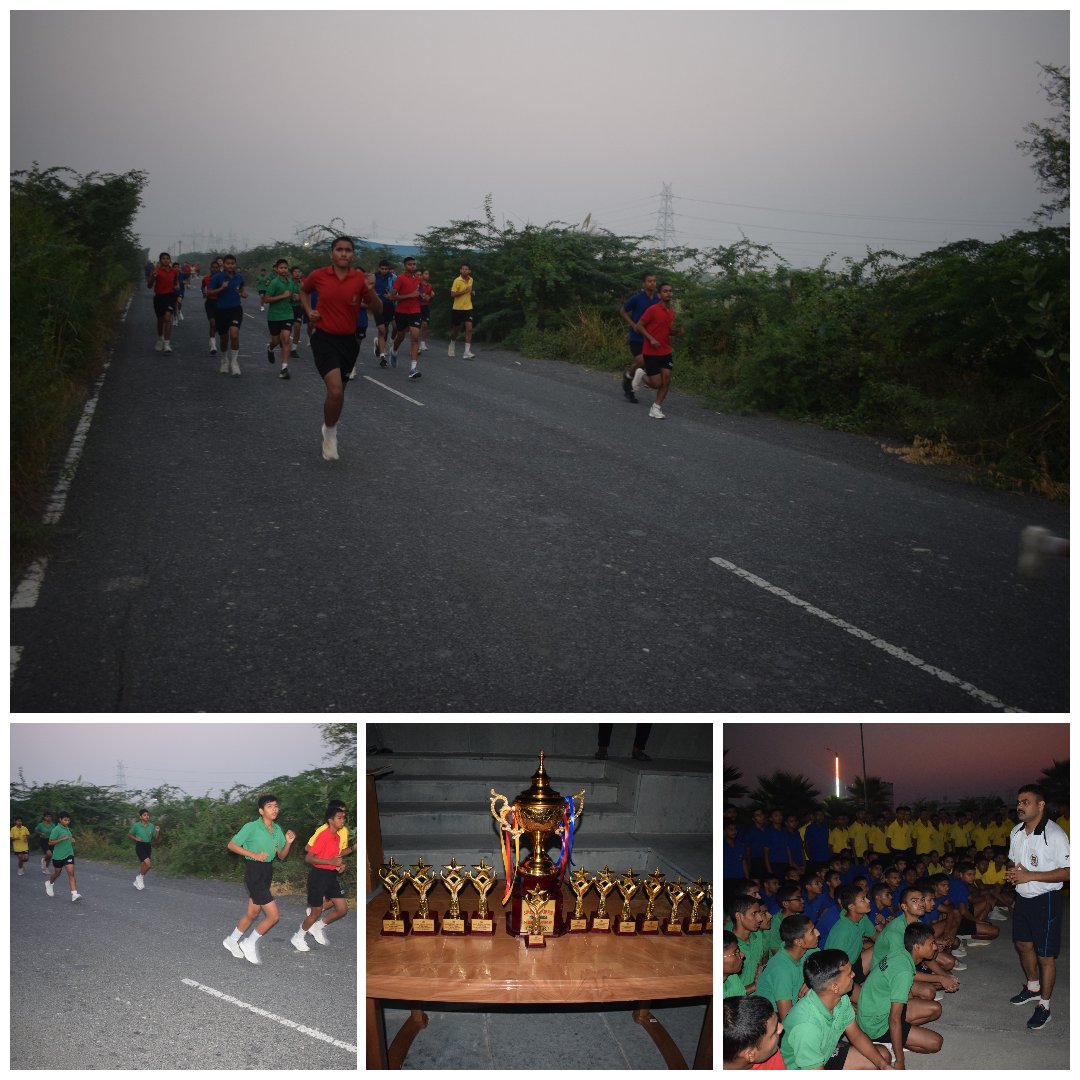 school_sainik's tweet image. Feet pounding, hearts racing — the Cross Country Run at Sainik School Mainpuri turned the morning into a celebration of strength and sportsmanship. Every cadet ran not just to win, but to conquer themselves! 🌄🏃♂️ #RunToLead #SainikSchoolSociety