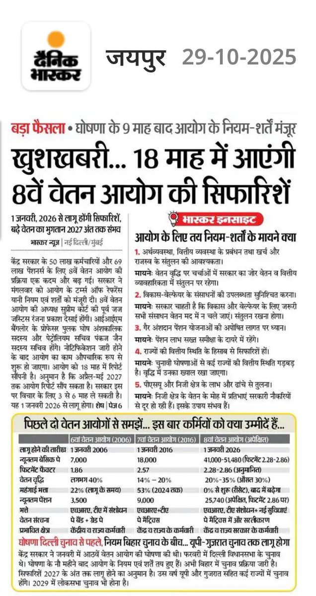 18 माह में आएगी आठवीं वेतन आयोग की सिफारिश
#8thpaycommission