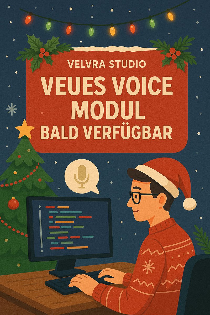 VelvraStudio's tweet photo. 🎙️✨ Velvra Studio News! ✨🎙️
Das neue Voice-Modul ist fast da! 🔥
Bald kannst du mit deiner Stimme interagieren, neue Features testen und noch tiefer ins Gameplay eintauchen! 💻🎄
Bleib dran – Release bald verfügbar! 👀
#VelvraStudio #Roblox #VoiceUpdate #Gaming #Weihnachten https://t.co/jjcQCic4CI