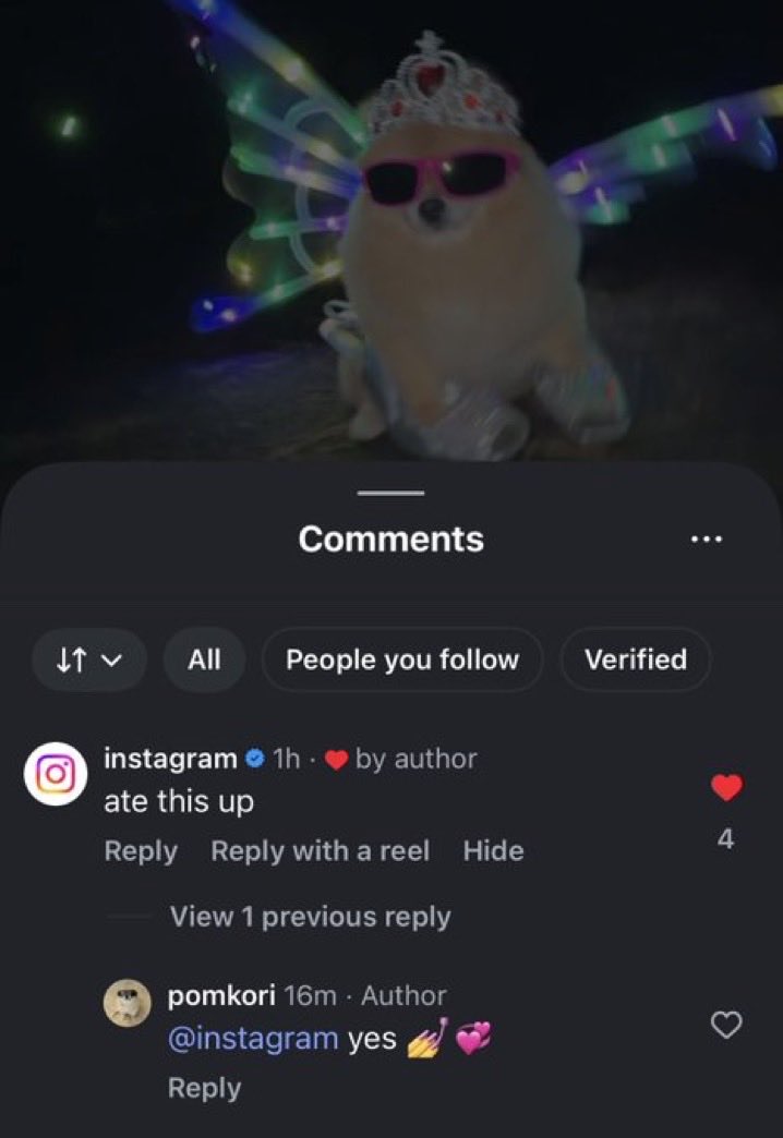 This is second time Instagram is commenting on Kori’s reels in a month something is happening