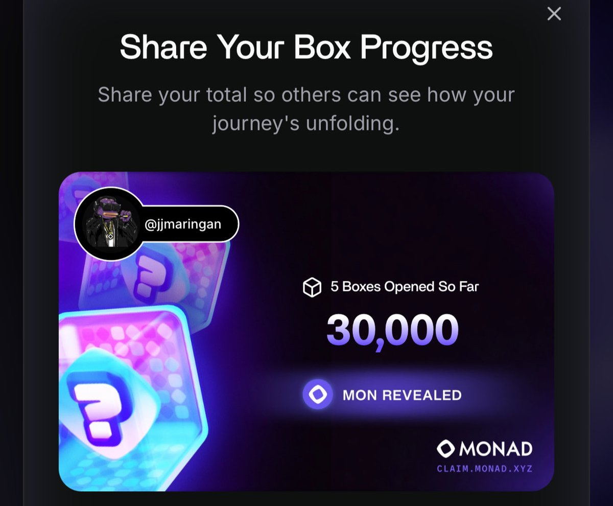 jjmaringan's tweet photo. Gmonad 
First day I got 5 boxes.
Monad is just the word 💜💜 https://t.co/9ZfT7bcCsS