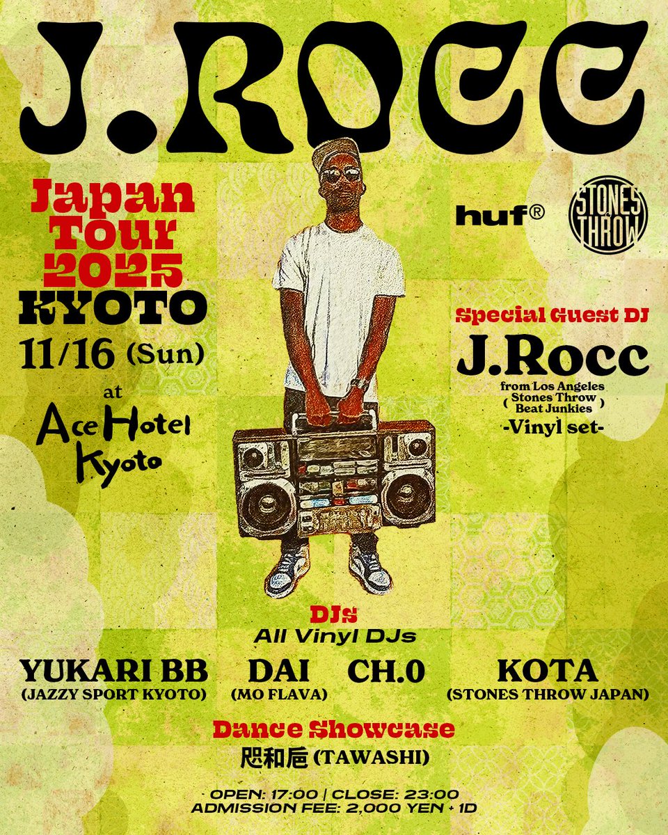 StonesThrowJP's tweet image. 11/16(Sun) @JRocc Kyoto show @AceHotelKyoto 
J・ロックの京都公演は、Ace Hotel Kyotoの特別な空間で、11/16(日曜日)17-23時に開催。Vinyl setでの出演パーティとなります🎶🍹
ℹ️ acehotel.com/going-on/stone…