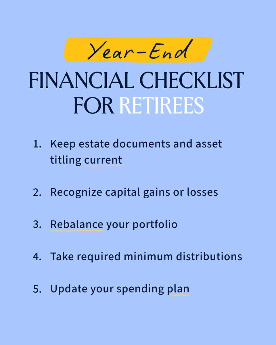 You may be retired but you still should review how your finances stand before the end of the year to keep you and your money on track. Please reach out if you have any questions. spr.ly/6019Atfqd