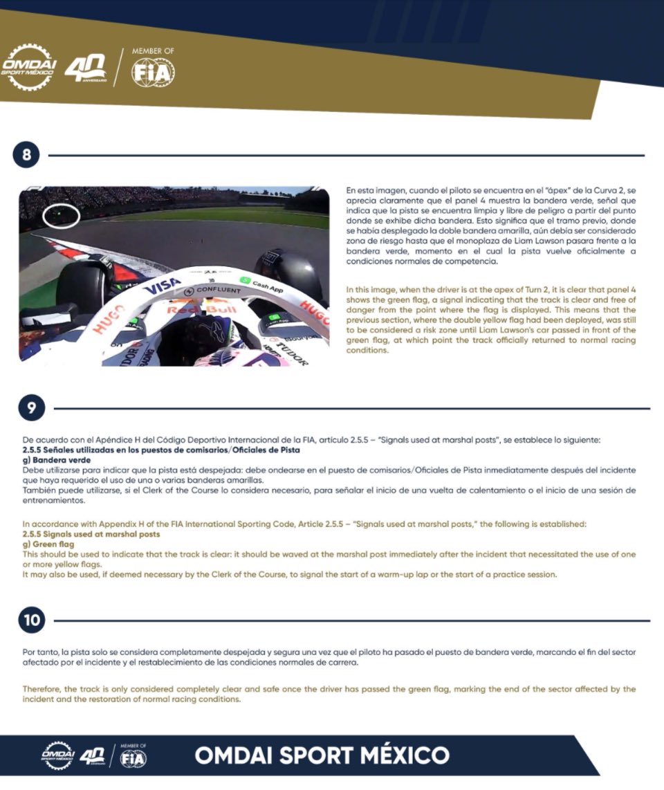 Comunicado oficial de <a href="/OMDAIMX/">OMDAI</a> responsable de los Marshalls del <a href="/mexicogp/">Mexico Grand Prix 🇲🇽</a> y representante de <a href="/fia/">FIA</a> en México, sobre el incidente de los Oficiales que cruzaron el trazado del <a href="/autodromohr/">Autodromo Hnos. Rodriguez</a> el domingo durante el #MexicoGP #F1

¿Porqué no lo hizo el puesto del exterior de la pista?
