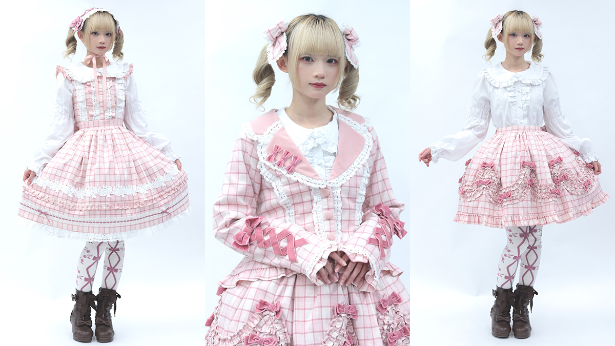 axes femme Chalmiereタータンチェックスカート（ピンク） axes femme