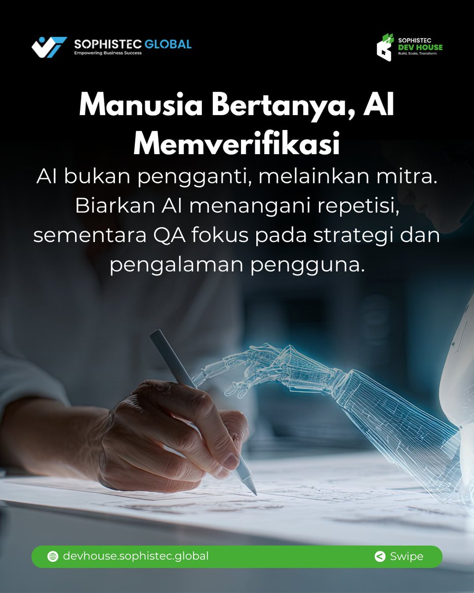 SophistecDev's tweet image. ⭐ Sophistec Dev House
🚀 Build. Scale. Transform.
📍 Based in Indonesia
🌏 Serving Clients Worldwide
🌐 devhouse.sophistec.global
📬 management@sophistec.global
📞 +886 971 688 450 (TW) +62 851 7301 9500 (ID)

#AITesting #AutomationQA #MachineLearning #DevOps #SoftwareTesting