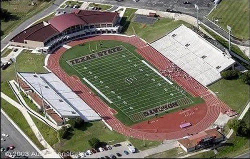 cfbcampustour's tweet photo. UFCU Stadium through the years

• 🏠 @TXSTATEFOOTBALL
• Opened in 1981
• Original capacity 14,000 seats
• Expanded in 2009 &amp; 2012
• 28,388 current capacity
• Record crowd 33,133 vs Houston (2016)

An incredible transformation in San Marcos!

#EatEmUp https://t.co/bdjYu4DyDL
