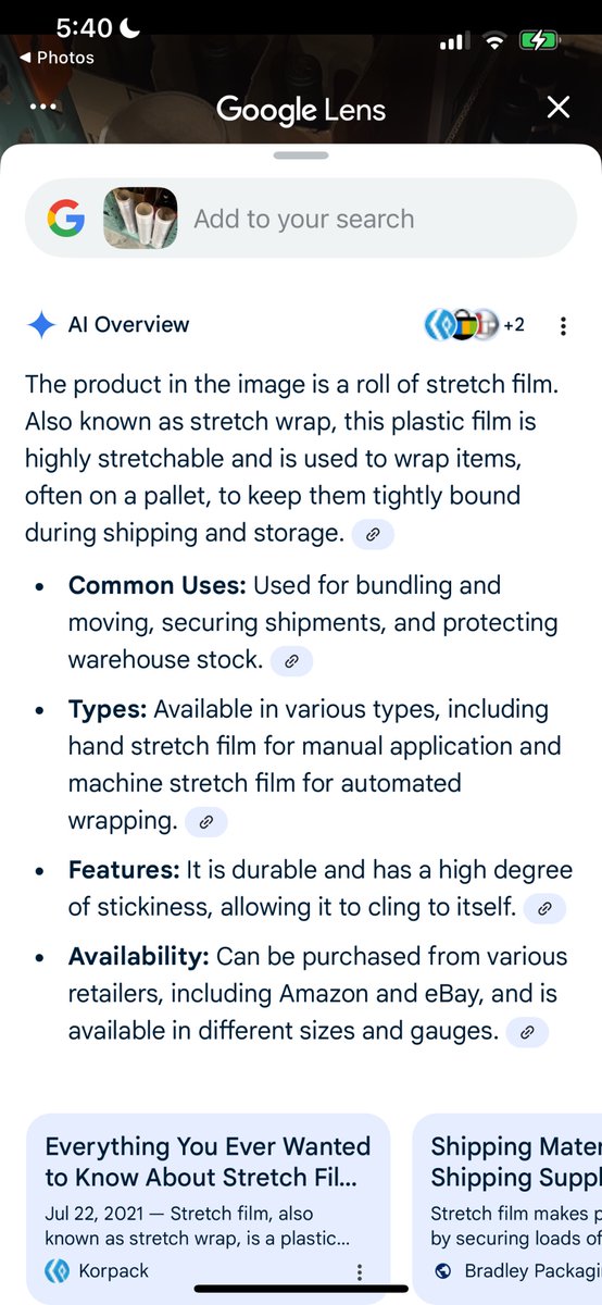 eagle3's tweet image. .@GoogleAI is scary good. #StretchFilm #FilmCore #PackagingScience #Packaging #Sonoco #InternationalPaper #Domtar @Sonoco_Products