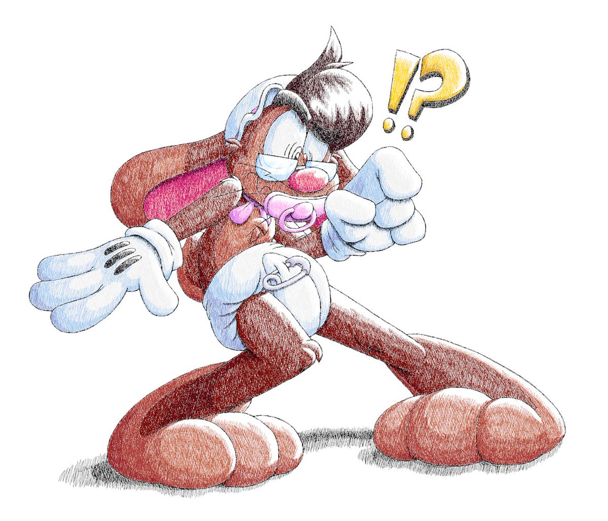 This was a trade I did with my friend, Kikk; his part is HERE: furaffinity.net/view/62797400

Experimented here, trying to polish my rendered sketch style more, by layering more hatching and cross-hatching.  Actually happy with the results, though, I have to say it takes a loooong time