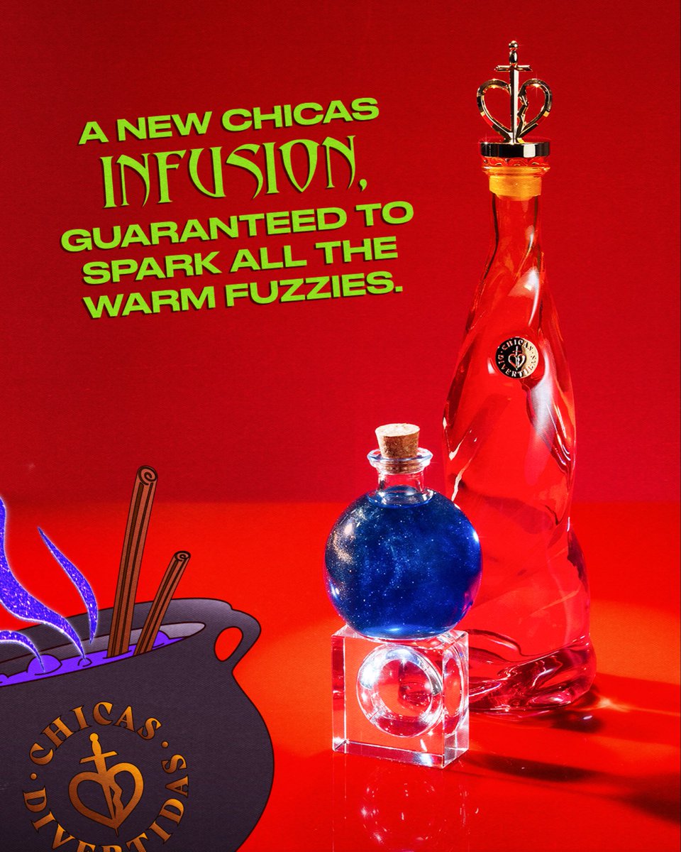 Thee Witches Potion 🔮

Ingredients:
2 cups Chicas Divertidas Tequila
4 Butterfly Pea Flower Tea Bags
2-3 Cinnamon Sticks
2 Dried Chili Peppers
4 Tablespoons White Sugar
A Pinch of Edible Luster Dust

Hotties, Drink Responsibly.