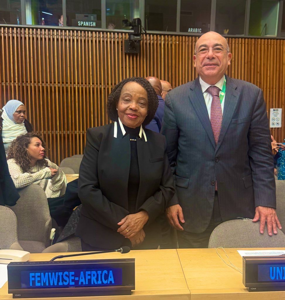 NRoguiai's tweet photo. Africa stands not just as a participant, but as a primary architect of the #WPS future. Amb. Edrees, speaking today on the #CommonPledge. He emphasized that sustainable peace is built on the full inclusion and leadership of women. #AU https://t.co/1VsyQxDDVK