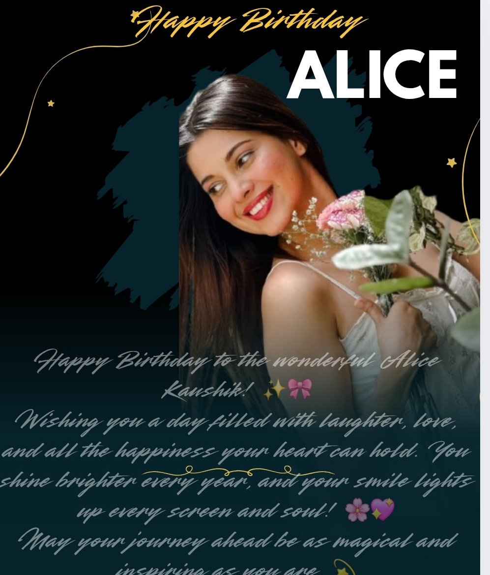 riyagup37570123's tweet photo. Happy Birthday to the wonderful Alice Kaushik! ✨🎀
Wishing you a day filled with laughter, love, and all the happiness your heart can hold. You shine brighter every year, and your smile lights up every screen and soul! 🌸💖
#AliceKaushik #Alicearmy https://t.co/IExoBXZqid