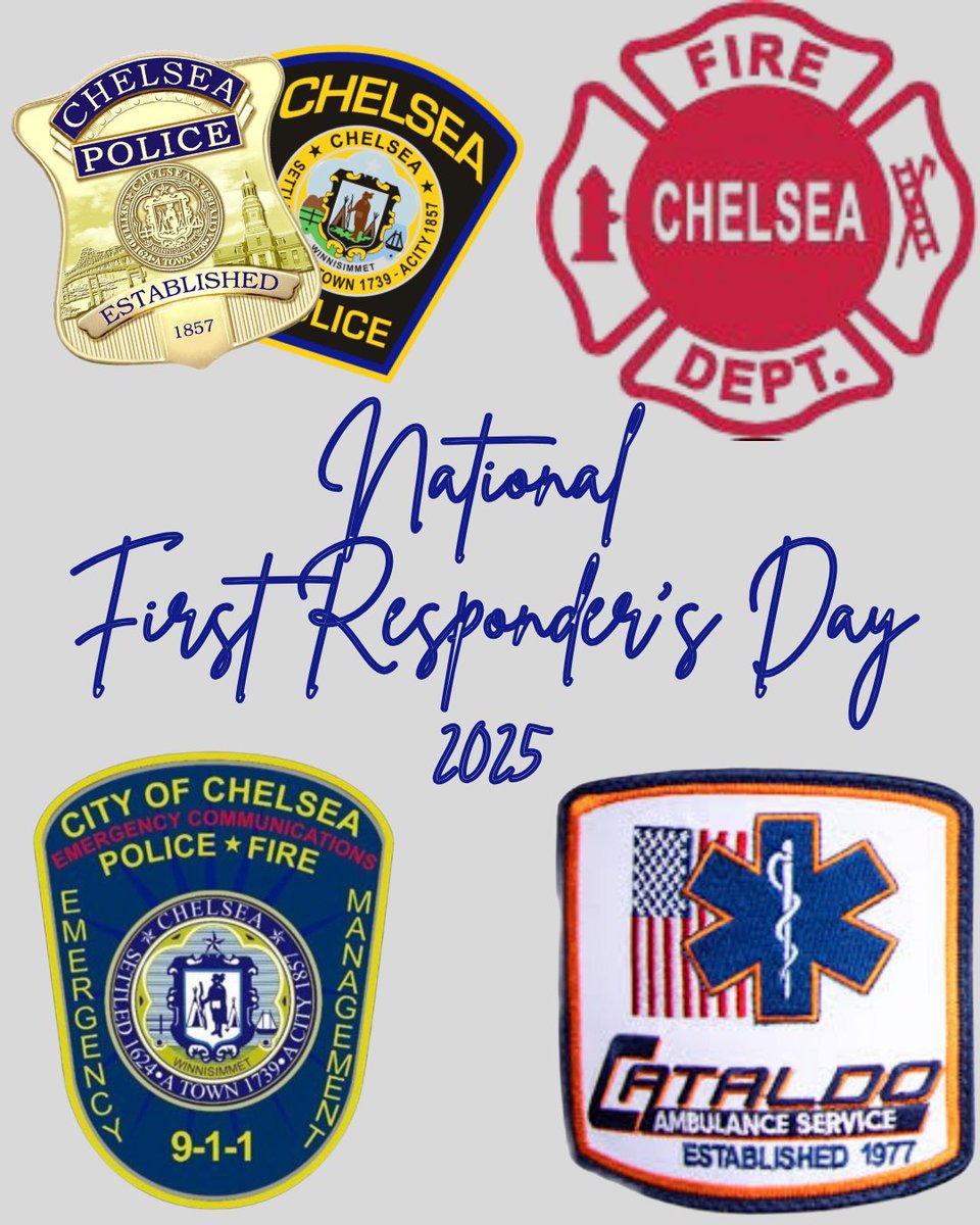 Today we honor National First Responders Day.
To all who answer the call — police officers, firefighters, EMTs, and dispatchers — thank you for your courage, dedication, and service to our community.
Your commitment keeps Chelsea safe every day.

#NationalFirstRespondersDay