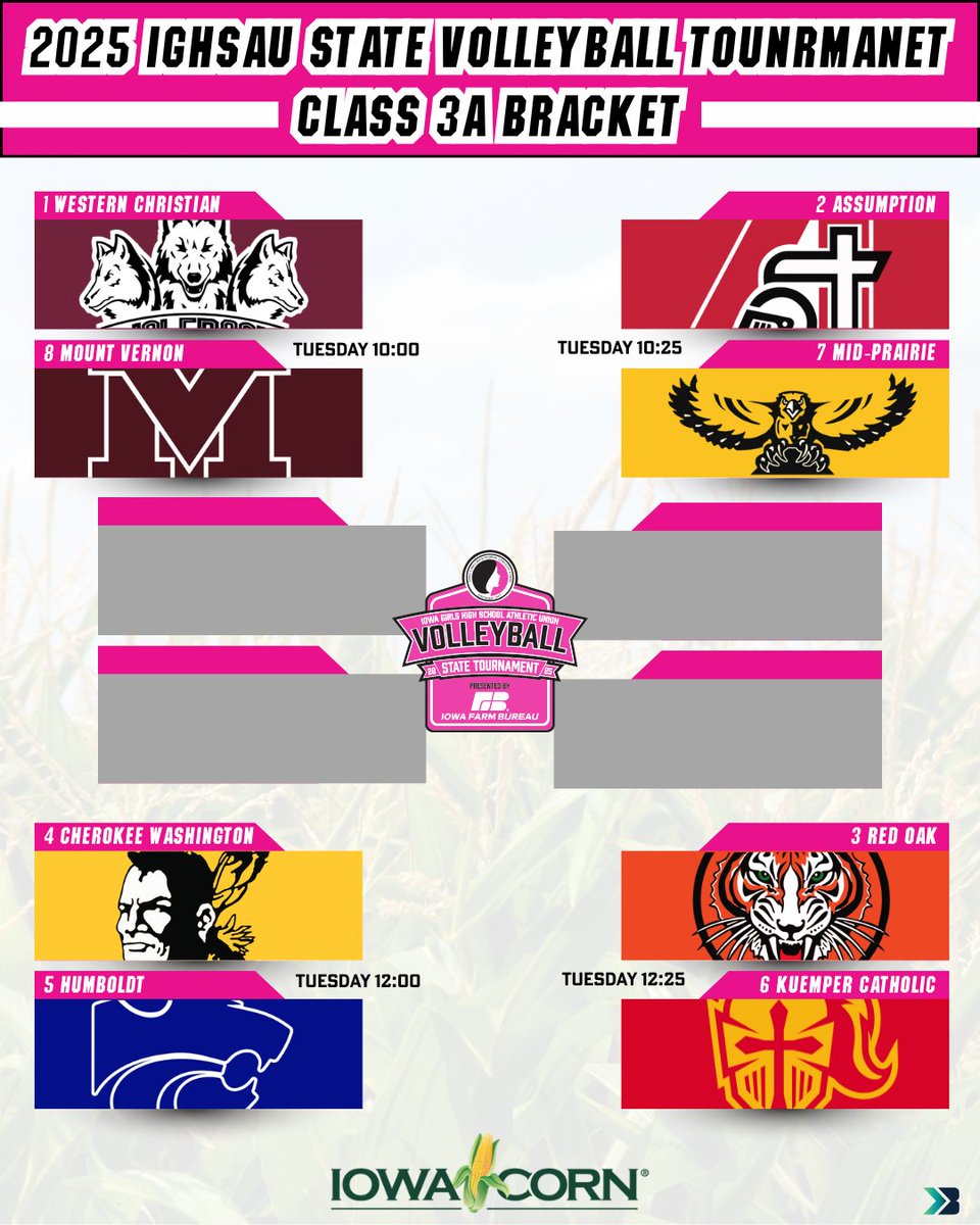 Bound_IA's tweet image. Your 2025 IGHSAU State Volleyball Tournament Class 3A Bracket! 

Who's winning it all? 

#iahsvb #ighsau