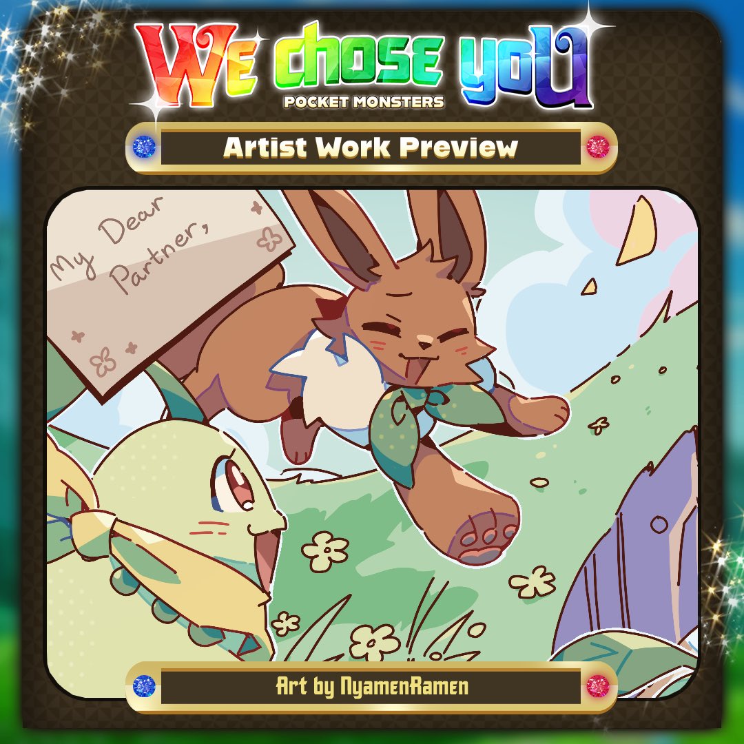 my preview for <a href="/pkmn30annivzine/">We Chose You ✨ Pokemon 30th Anniversary Zine</a> ! I drew a comic addressed to your partner pokemon across the various mystery dungeon games! 

If you love pokemon as much as I do, please consider supporting the zine by preordering a copy!