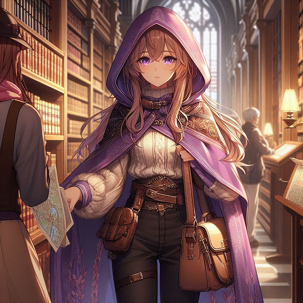 *Athenea encontraría y entraría a la biblioteca algo nerviosa, dispuesta a encontrar lo que necesita.*

*Al ver que nadie la mira, extraño, camina tranquila buscando a la encargada del lugar.*

💜: Ah... Hola, disculpe, ¿de casualidad aquí tienen mapas?

*La bibliotecaria la mira