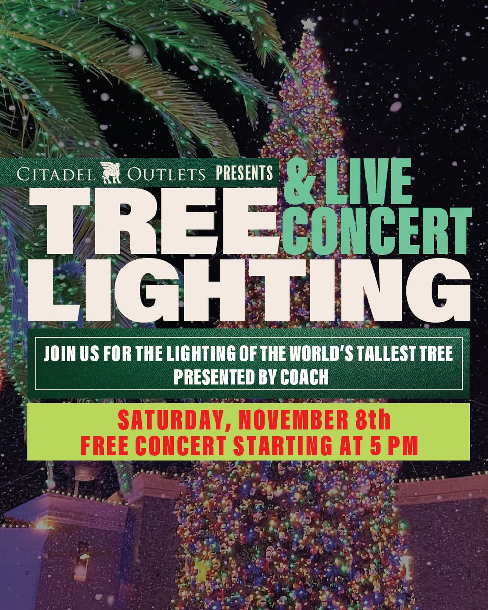 citadel_outlets's tweet image. The wait is over… our Tree Lighting lineup is HERE!
Swipe through to see who’s hitting the stage for one of our biggest nights of the year 🎶