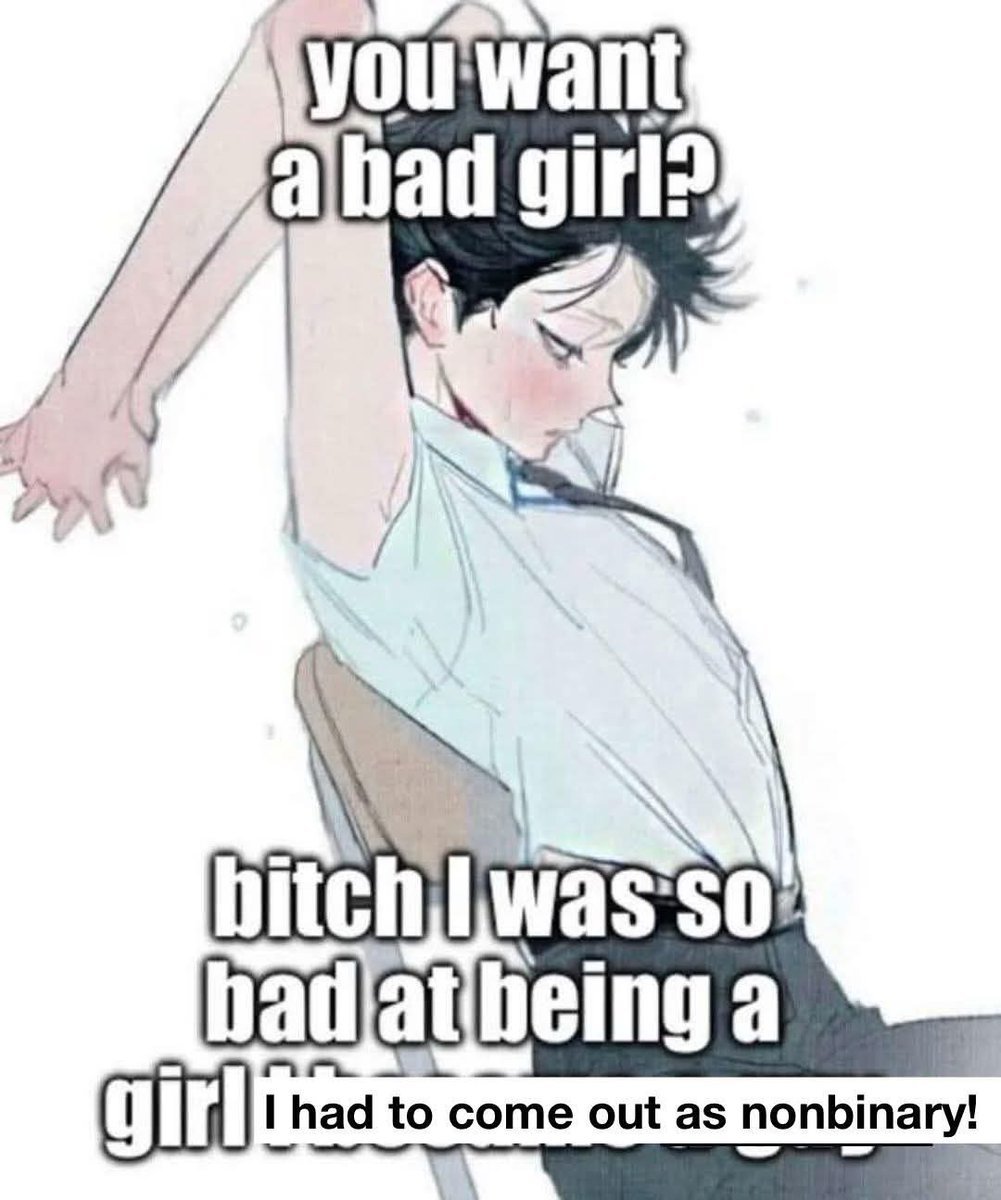 wineandroses82's tweet image. Yeah, pretty much 🤣 
#nonbinary #genderfluid #transgender