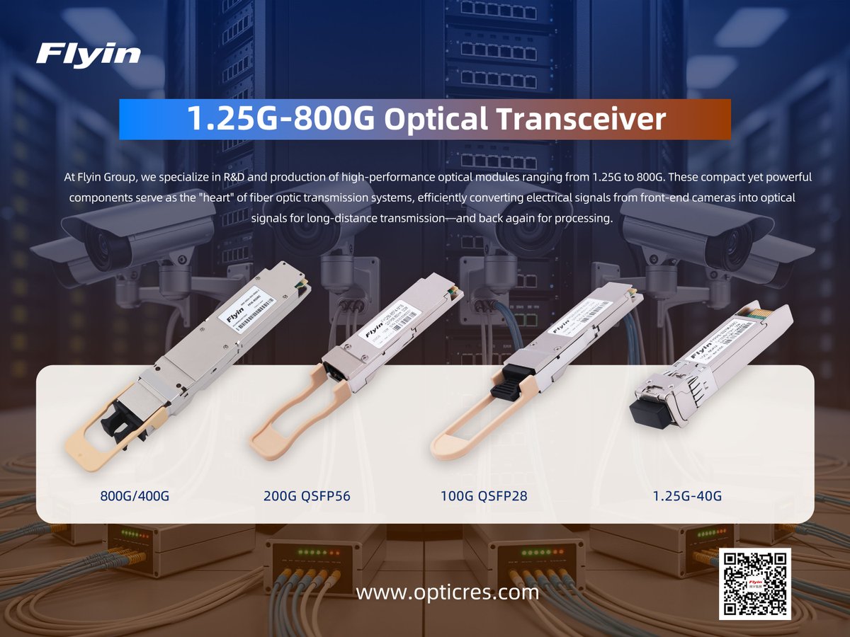 Elevating Security &amp; Communication with Flyin's Optical Modules

At Flyin Group, we specialize in R&amp;D and production of high-performance optical modules ranging from 1.25G to 800G. 

More product information please visit opticres.com or mail to sales@opticres.com