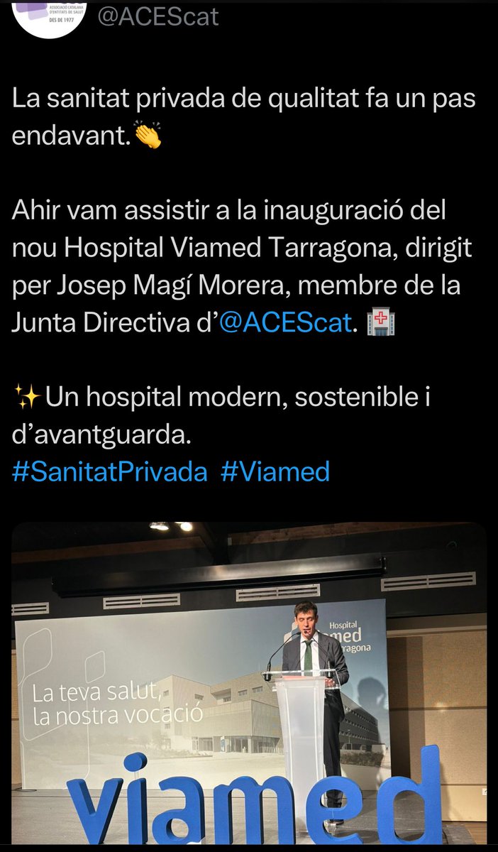 Montse_NYC's tweet photo. Sobretot SANITAT CATALANA.
@ACEScat, aneu a urgències del Viamed Tarragona, una tarda qualsevol.
Sabem que és el lloc més trist de visitar malgrat l’hospital sigui molt maco i punter, però fot pena no veure ni un sol empleat CATALÀ!!! #SanitatPrivada #Viamed https://t.co/DsSZojIqYP