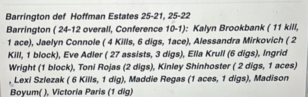 BHS Fillies VB tweet media