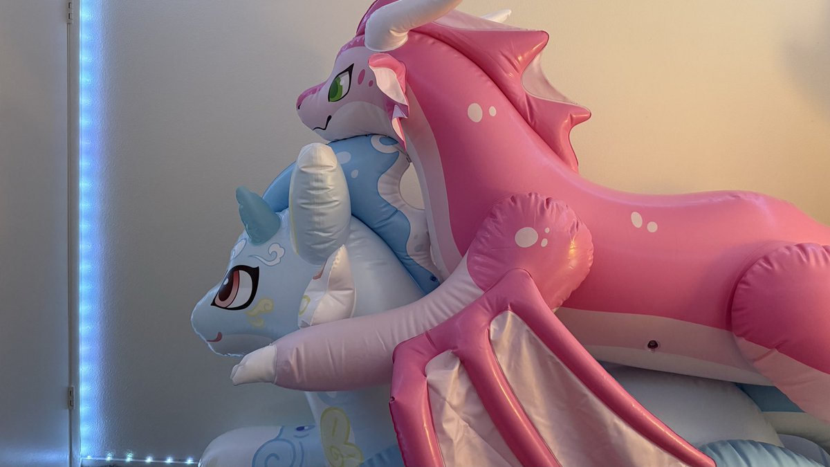 welcomed a new girl to the squeaky family today. meet ICF's Nephelia, the Water Cloud Dragon!!

looks like Cerisey's already best friends with her too x&gt;

🩵/🩷 ~ <a href="/FactoryCreature/">Imaginary Creature Factory</a>