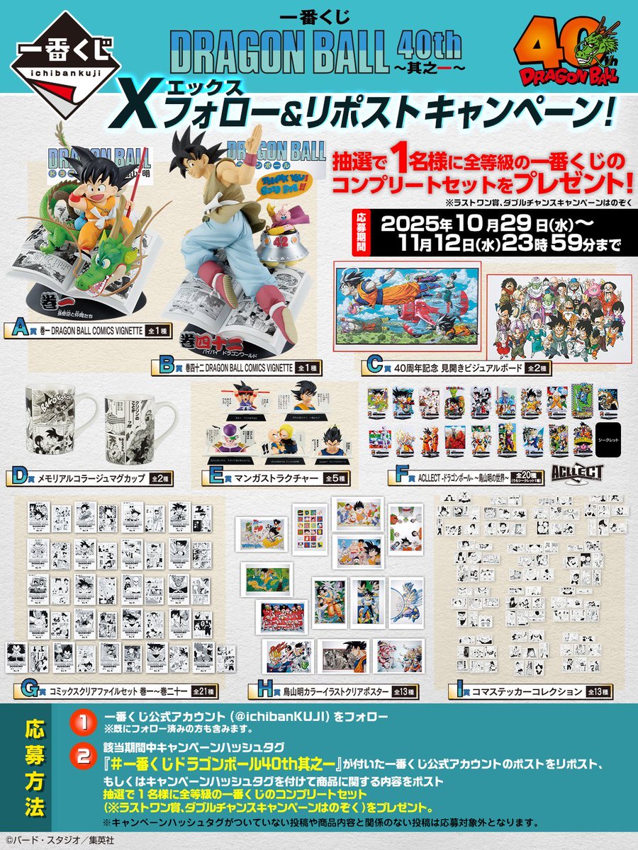 一番くじドラゴンボール 40th B賞フィギュア G賞クリアファイル2点 一