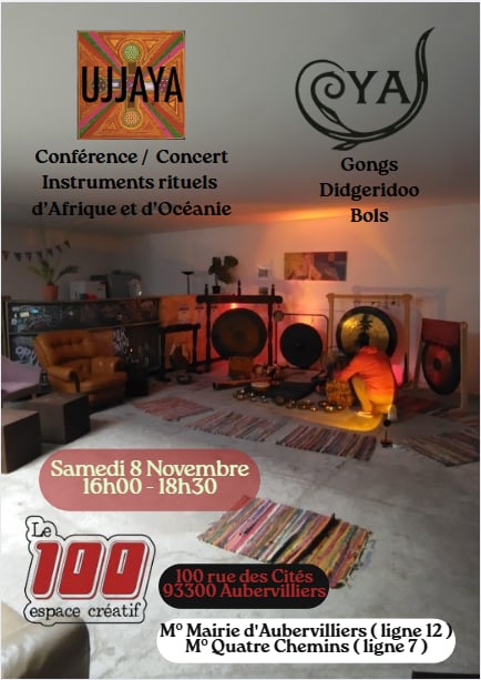 Ujjaya's tweet photo. #Ambient 
Oya et Ujjaya transformeront le 100, une nouvelle salle à Aubervilliers en caverne magique . 2 voyages sonores qui emmeneront les auditeurs dans des contrées lointaines . Une conférence présentant des instruments rituelles rares précedera la performance d' Ujjaya https://t.co/dFSZc6Uzo5