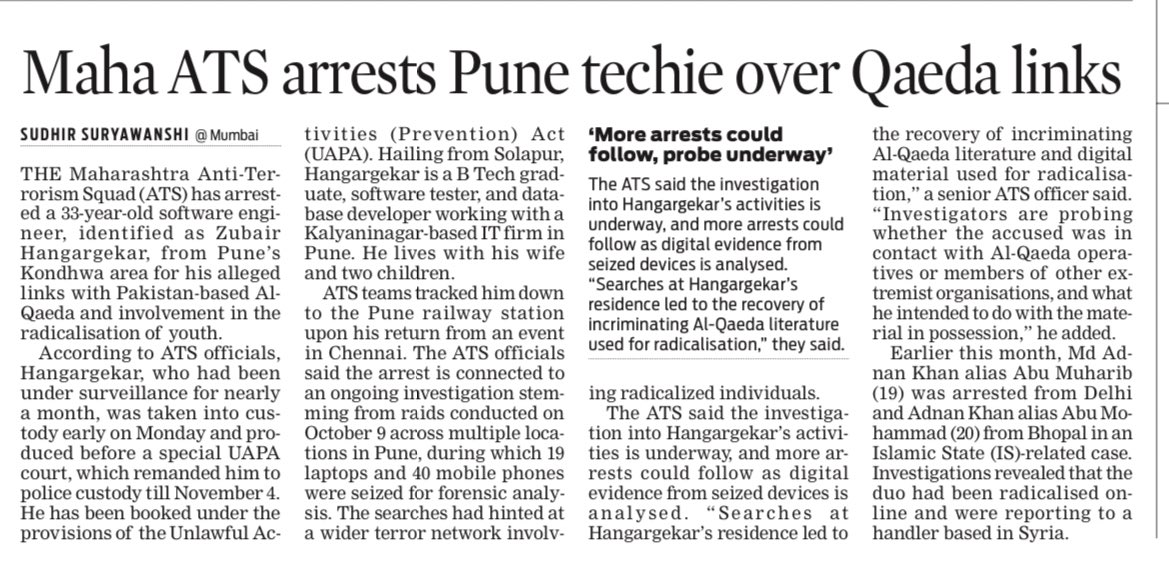 Maha ATS arrests Pune techie over Qaeda link. <a href="/NewIndianXpress/">The New Indian Express</a>