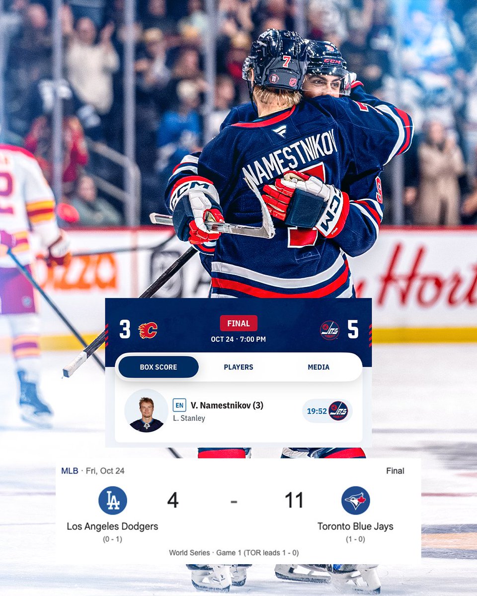 NHLJets's tweet photo. Vladdy scores? 🚨

JETS WIN ✅
JAYS WIN ✅

#WANTITALL x #GoJetsGo https://t.co/i2dxSY1yKh
