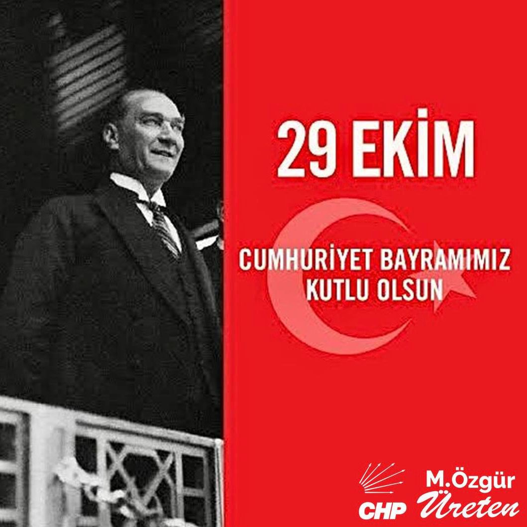 Ulu Önderimiz Atatürk'ün izinde; eşitlik, özgürlük, umut ve cesaretle örülmüş Cumhuriyet 102 yıldır geleceğimizi aydınlatıyor. Cumhuriyet demokrasiyi, demokrasi özgürlüğü, özgürlük geleceğimizi büyütür.

29 Ekim Cumhuriyet Bayramımız kutlu olsun!

#29Ekim