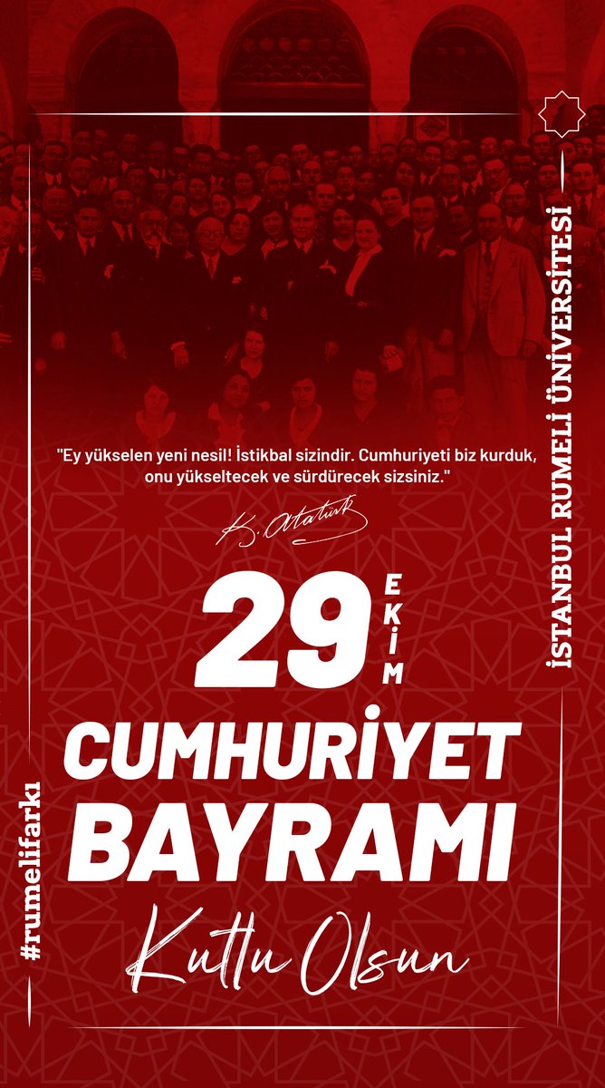 Cumhuriyetimizin 102. yılında; geçmişten aldığımız ilhamla, aydınlık yarınlara umutla bakıyoruz. Bu değerli mirası bize emanet eden başta Ulu Önder Mustafa Kemal Atatürk olmak üzere tüm aziz kahramanları saygı ve minnetle anıyoruz.🇹🇷
#RumeliÜniversitesi #29EkimCumhuriyetBayramı