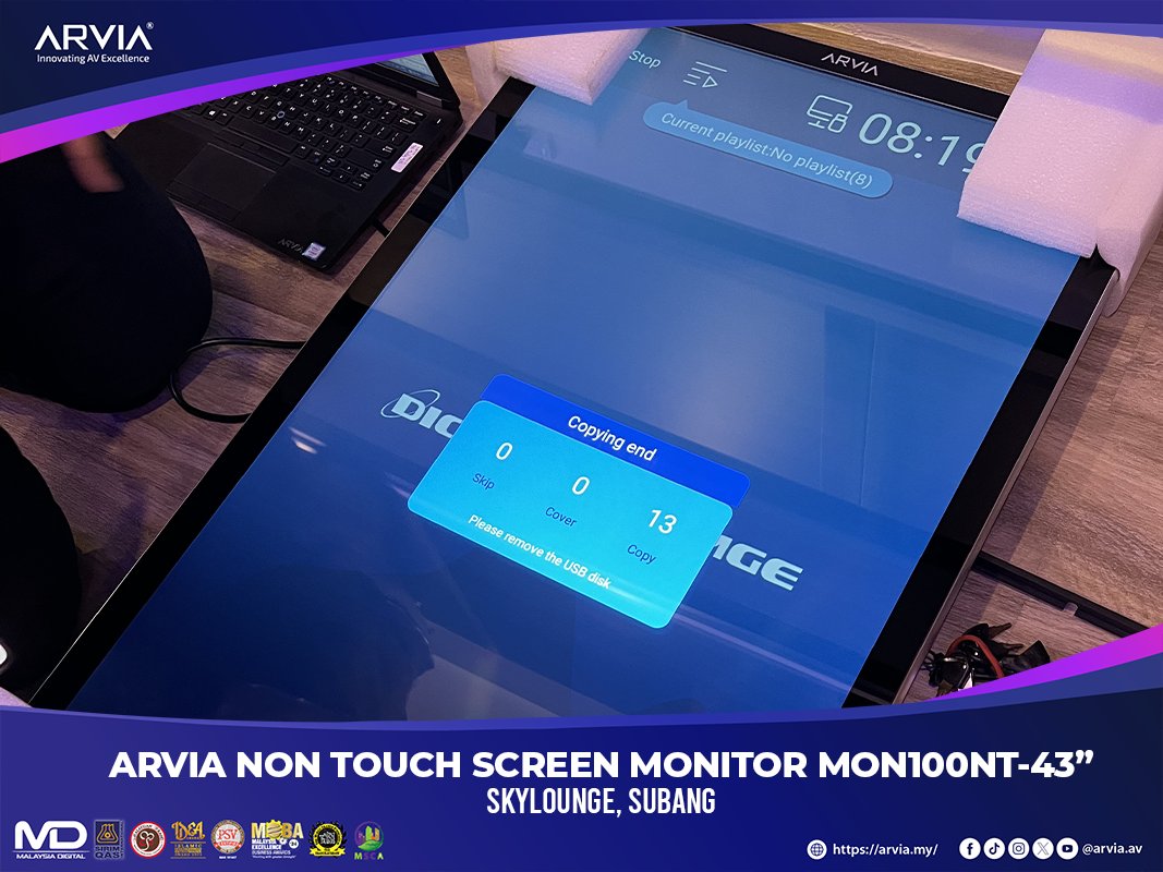 arviaav's tweet image. Successfully completed the delivery and installation of the ArviaNon-Touch Monitor MON100NT-43&quot; at SkyLounge, Subang✅
🔗 Visit our website: rfr.bz/t769eb2
#ArviaMonitor #DigitalSignage #NonTouchDisplay #4KDisplay #BusinessDisplay #CorporateSignage #LobbyDisplay