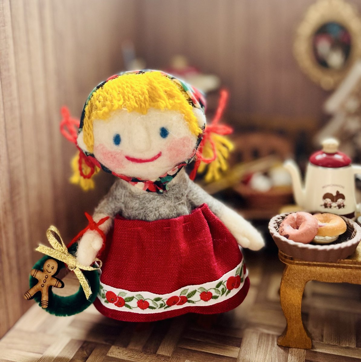 展示のみ☆mofuwako-bo もふわベア 羊毛フェルト 鳥のおしりはふかふかしてる。良い仕上がりになっています