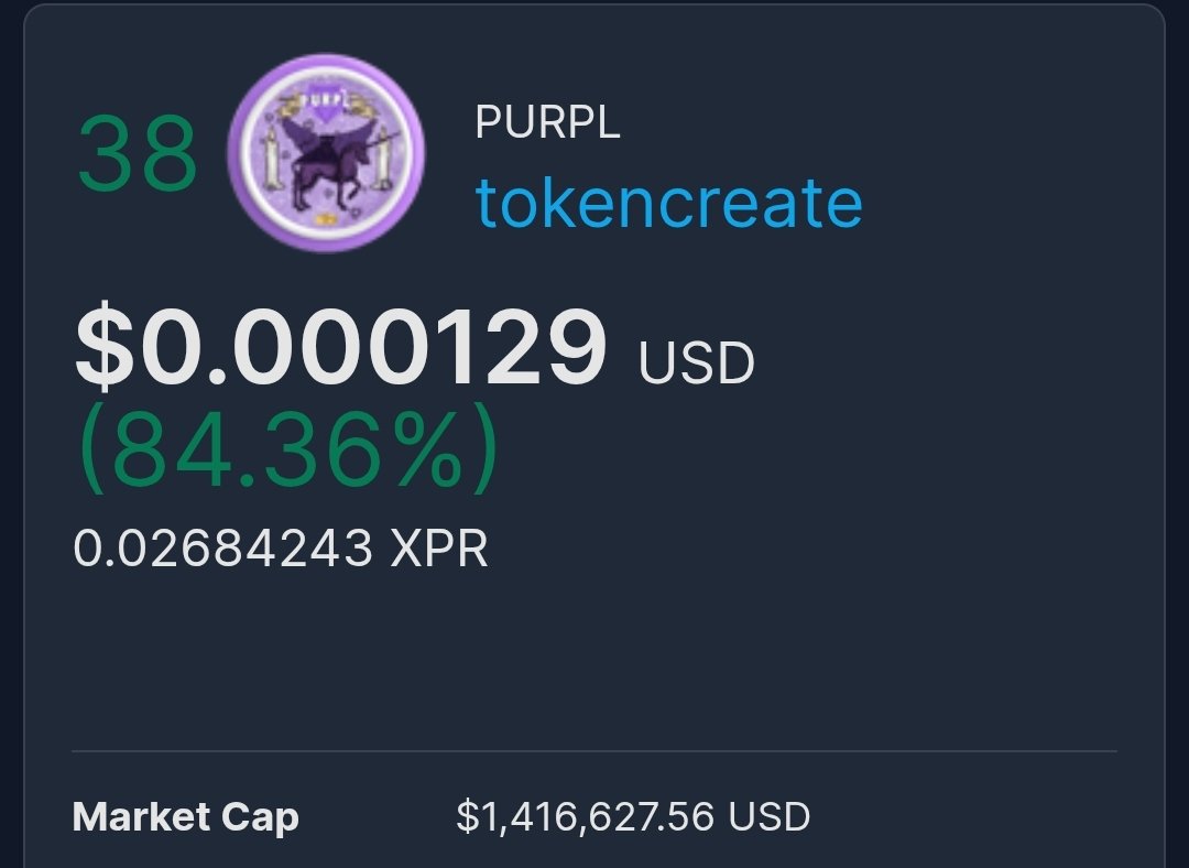 The PURPL patch is turning into a PURPL trend.

The degens of $XPR love a religious experience.