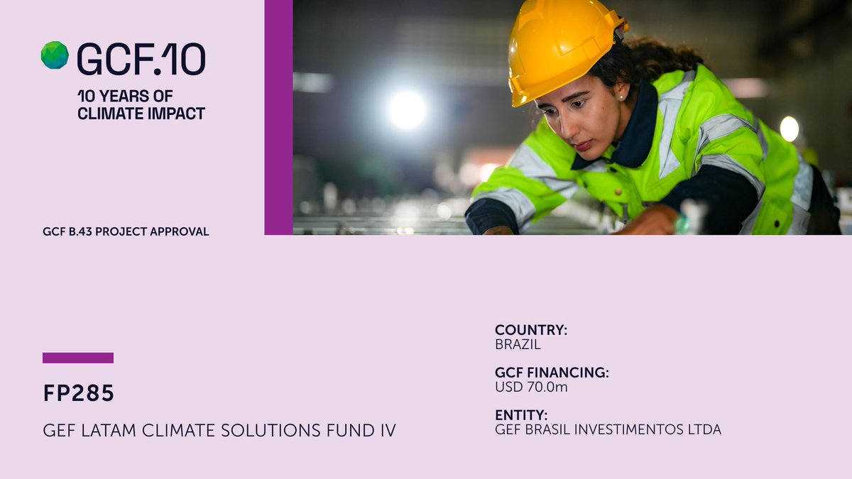 theGCF's tweet image. GCF Board #GCFB43 approved #adaptation #mitigation project FP285 with GEF Capital Partners to create the GEF Latam IV Fund, which will support mid-market climate companies that invest in clean energy, sustainable agriculture, and urban solutions in Brazil. gcf.co/fp285