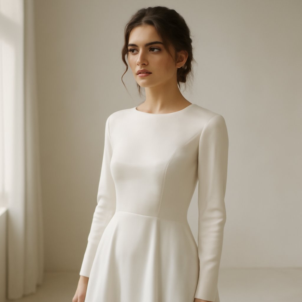 MSOutfitters07's tweet image. Understated elegance meets modern modesty. 
#MinimalistBride #ModernModesty #IranianFashion #BridalStyle #EngagementDress #SilkyWhite #HandmadeDetails #ElegantBride #StudioPhotography #TimelessBeauty