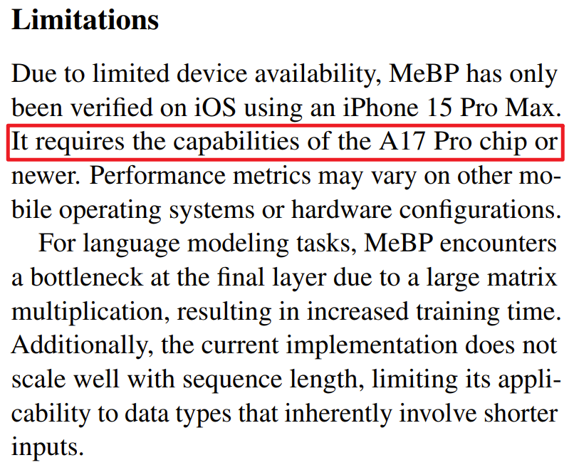 jiqizhixin's tweet image. Now you can fine-tune your local LLMs on your iPhone.
Apple presents MeBP, Memory-efficient BackPropagation, a new method that makes on-device fine-tuning practical.
Unlike zeroth-order optimization (ZO), which needs 10–100× more steps, MeBP achieves faster convergence and…