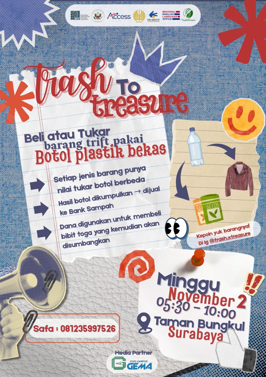 ihanbonek's tweet photo. Guys, Minggu besok bakal ada thrifting di Taman Bungkul tapi pembayarannya pake botol plastik, loh. Botol plastik yg terkumpul juga bakal diserahkan ke Greenhouse FMIPA UNESA dalam bentuk bibit toga. Yuk dateng &amp; ramein! :D https://t.co/RDe6ylGNbP