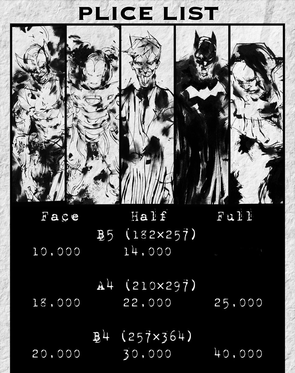 こんにちは！
近々で別途、告知やお知らせもございますが、
一度事前コミッションの受付を開始します。

お陰様で今年で画業10年です。

サンプルはモノクロですが、今回からカラーも付けて提供させていただきます。

よろしくお願い致します！

#東京コミコン2025 #TokyoComicCon
#アーティストアレイ