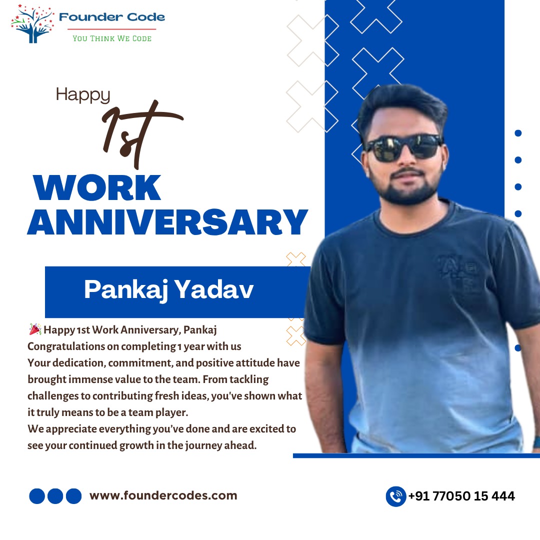 foundercodetech's tweet image. Cheers to 1 year of excellence, Pankaj🎉
Your work as a Backend Developer has strengthened our team and inspired those around you. Looking forward to more achievements ahead
.
.
.
#1Year #WorkAnniversary #BackendDeveloper #TeamAppreciation #TechLife