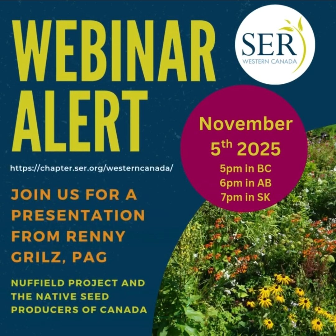 ser_wc's tweet image. Join SER-WC for our first webinar for the fall! We will hear from Renny Grilz, PAg in Saskatchewan!

Please register here to get the link! us02web.zoom.us/meeting/regist…

#restore #restoration #conservation #nativeseed #sk #ab #bc #yk #nwt #mb #westerncanada #prairies