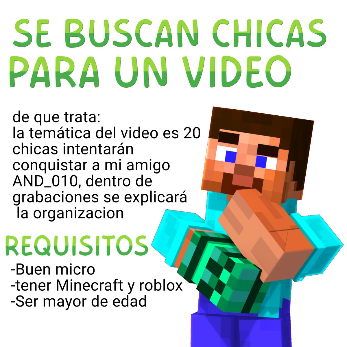 SE BUSCAN CHICAS PARA UN VIDEO ENAMORADO A MI AMIGO AND 🤓