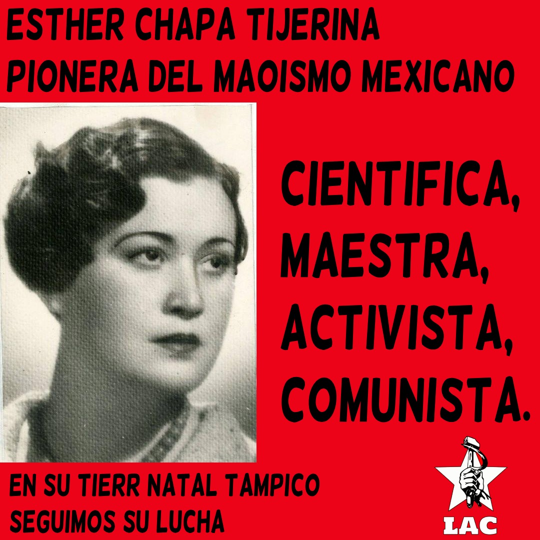 CRC_TAM's tweet image. Lea aquí nuestro artículo en memoria a la camarada Esther Chapa Tijerina tenaz defensora de la mujer y la lucha por el comunismo bajo el pensamiento Mao Zedong mediafire.com/file/9h5ul07kp…