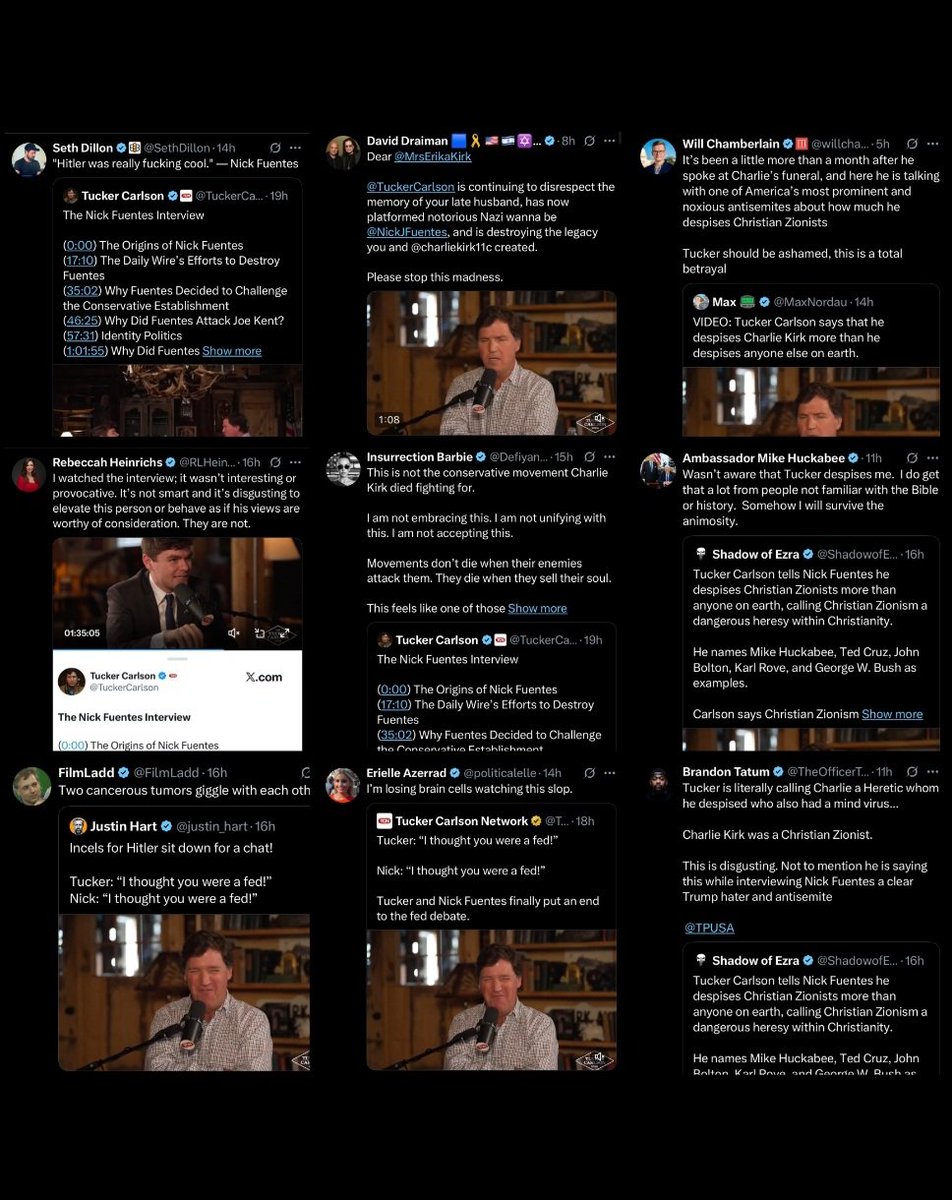 basedalphaz's tweet image. Look at the amout of grifters going into overdrive hating on @TuckerCarlson sitting down with @NickJFuentes discussing politics about a particular Foreign nation.